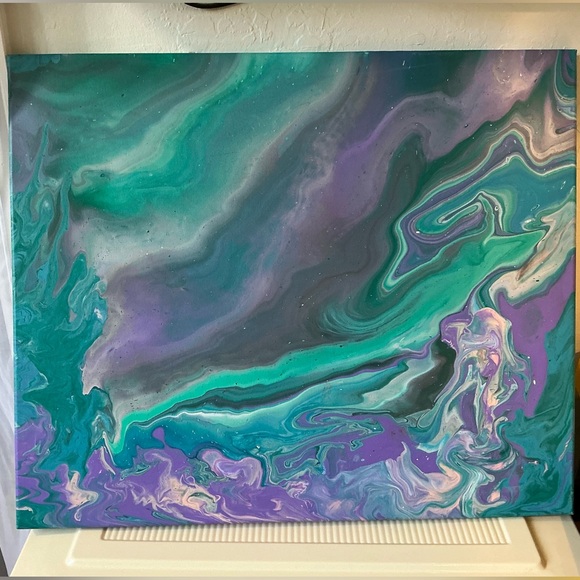 24x20 inches Abstract Green and Purple Canvas Art